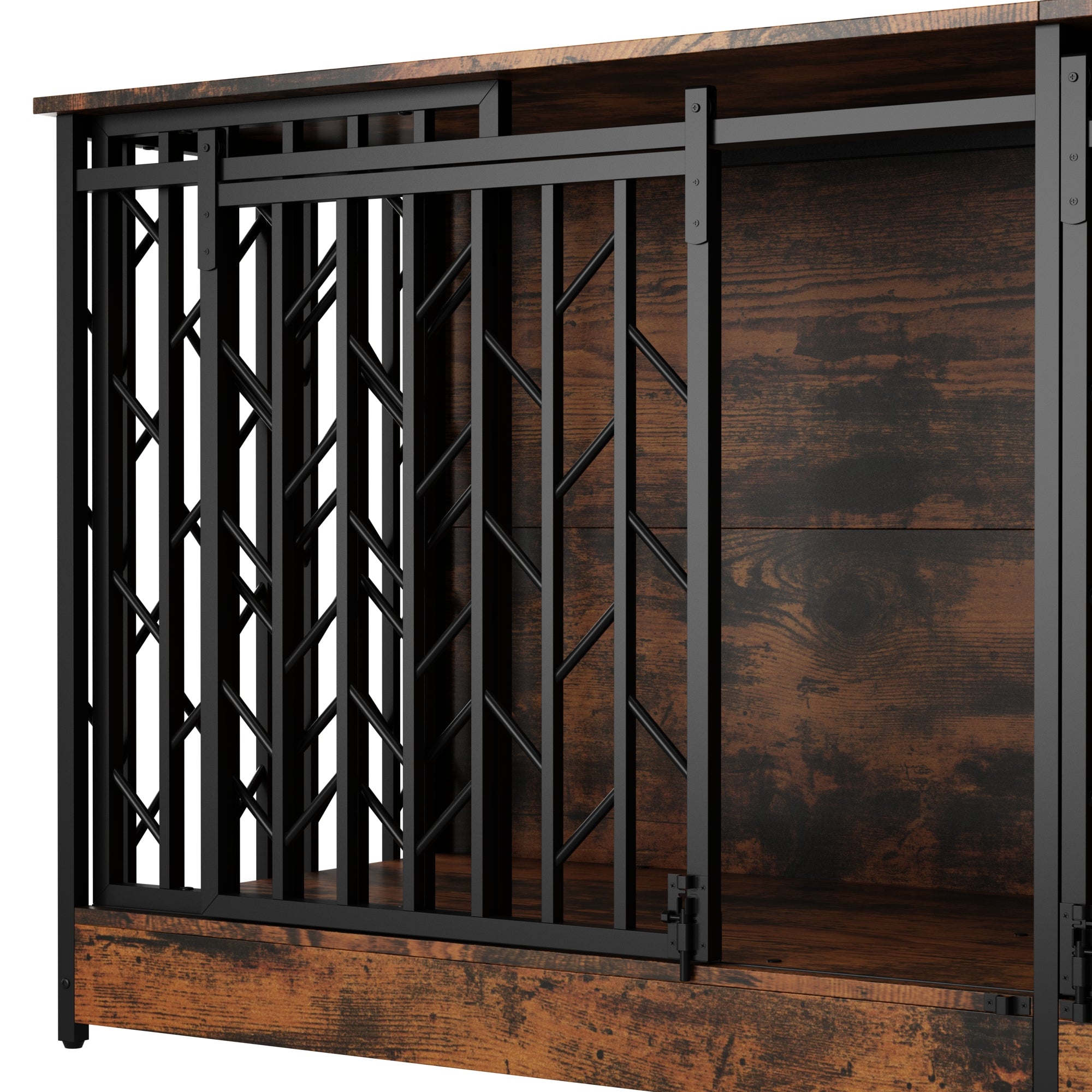 Large Dog Crate With Barn Doors And Double Separate Rooms