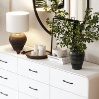 63" Modern White Rectangular Dresser With Nine Drawers And Metal Legs
