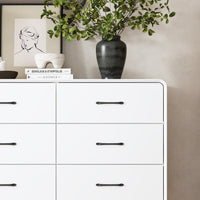 63" Modern White Rectangular Dresser With Nine Drawers And Metal Legs