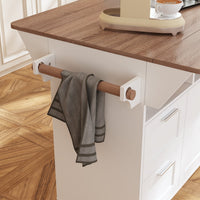 63" Rolling Kitchen Island Cart with Drop Leaf and Storage Cabinet