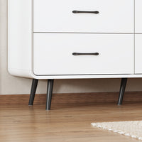 63" Modern White Rectangular Dresser With Nine Drawers And Metal Legs