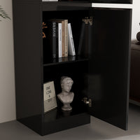 15.7" Modern Black Display Cabinet with 3-Color Adjustable Lights