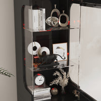 15.7" Modern Black Display Cabinet with 3-Color Adjustable Lights