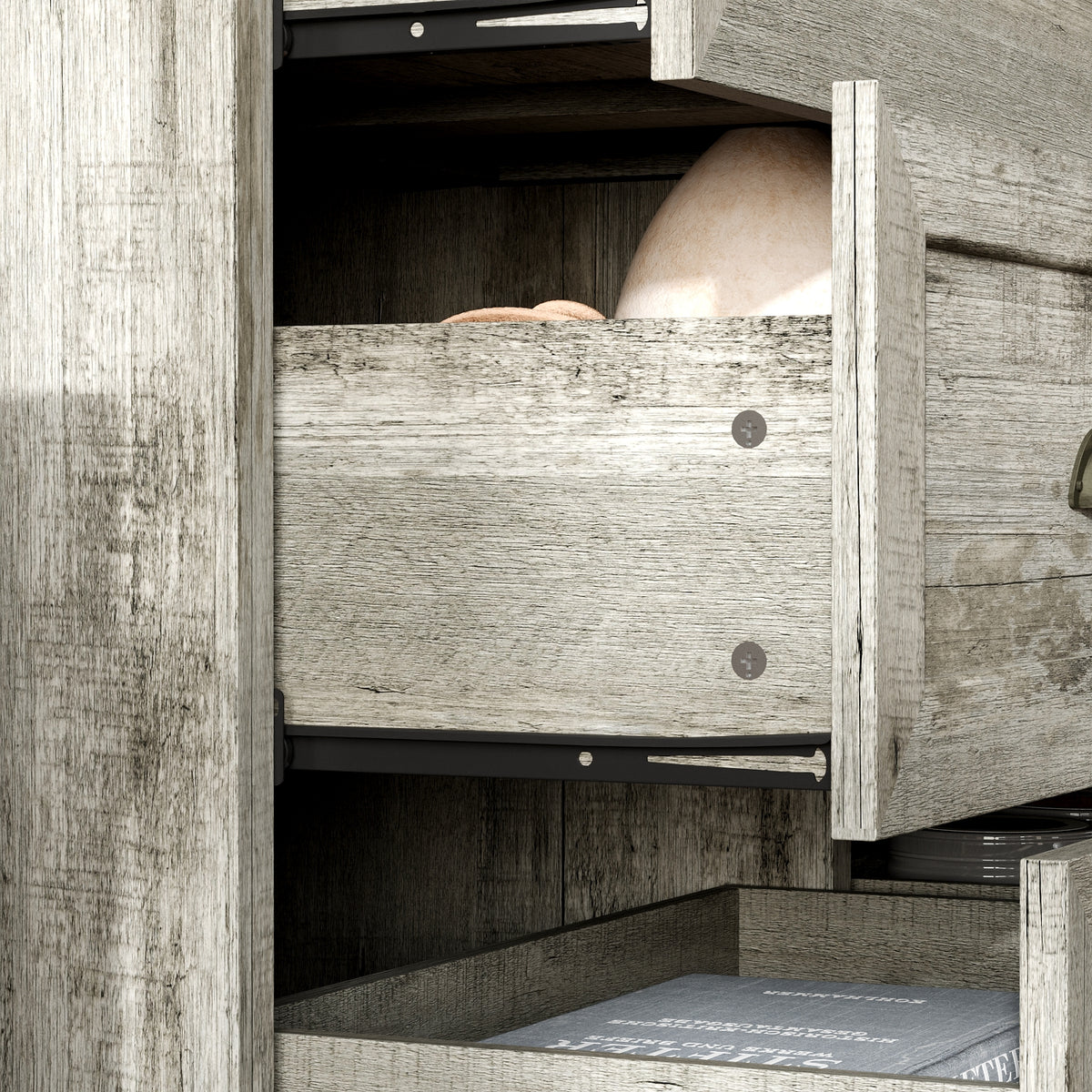 63" Vintage Oak Bookcase with 9 Drawers and 4 Glass Doors