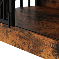 78.7" Chew-Proof Brown Dog Crate with Barn Doors and Double Separate Rooms
