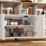 63"W Kitchen Island With Leaf And Wheel