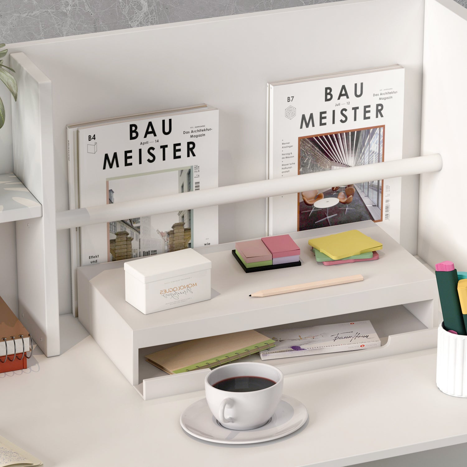 Modern Wooden Reception Desk Computer Table with Filing Cabinet Lockable Storage 47"W