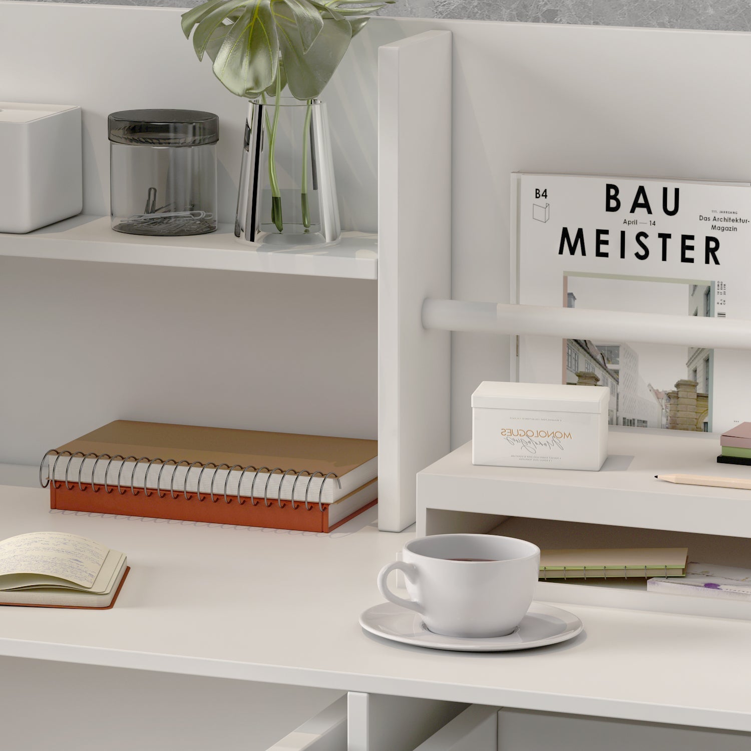 Modern Wooden Reception Desk Computer Table with Filing Cabinet Lockable Storage 47"W