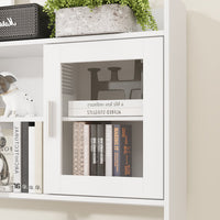 68.5" Modern White Standing Desk with Hutch and Storage Cabinet