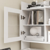 68.5" Modern White Standing Desk with Hutch and Storage Cabinet