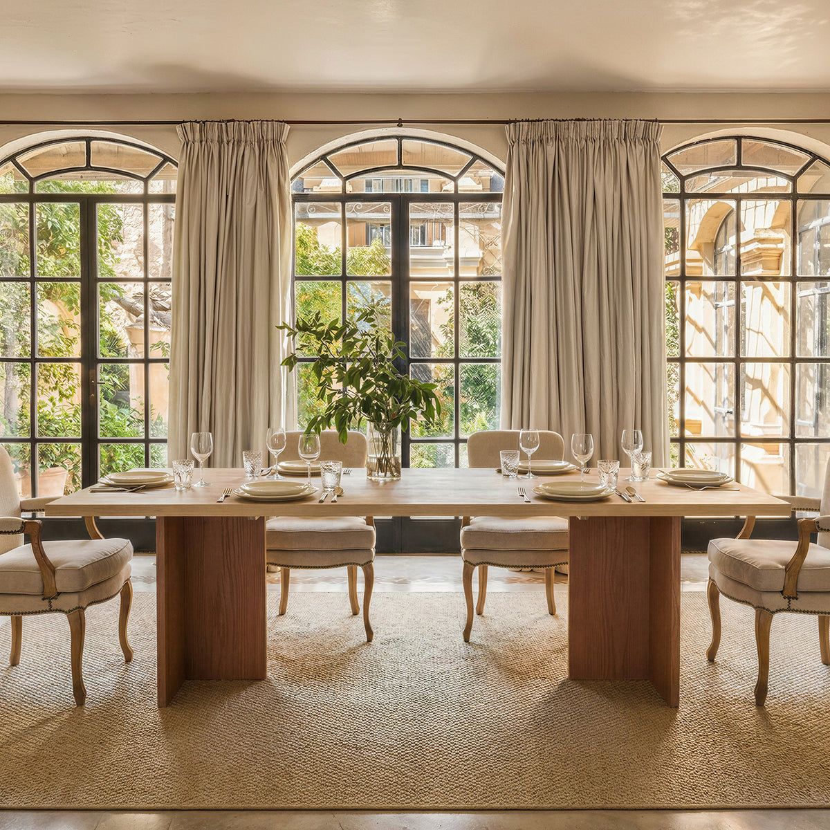 Wood dining table with oak legs