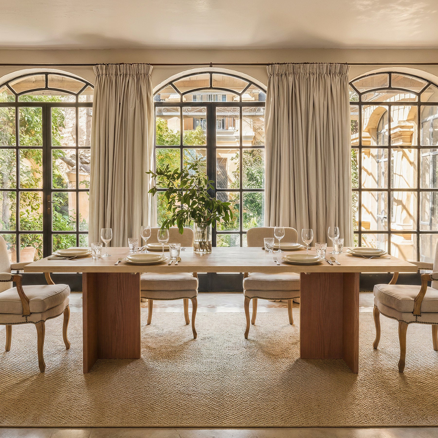 Wood dining table with oak legs