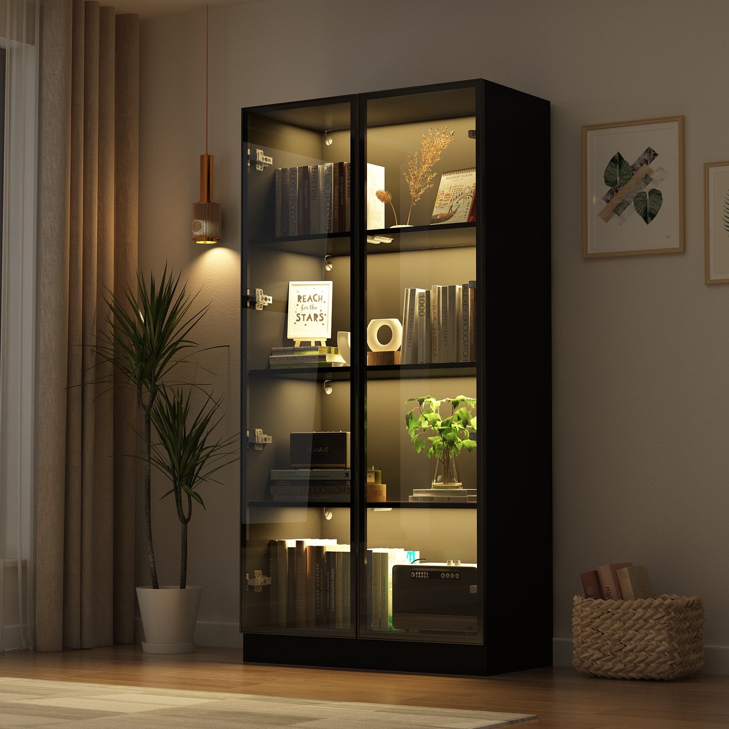 Standing cabinet with on sale glass doors