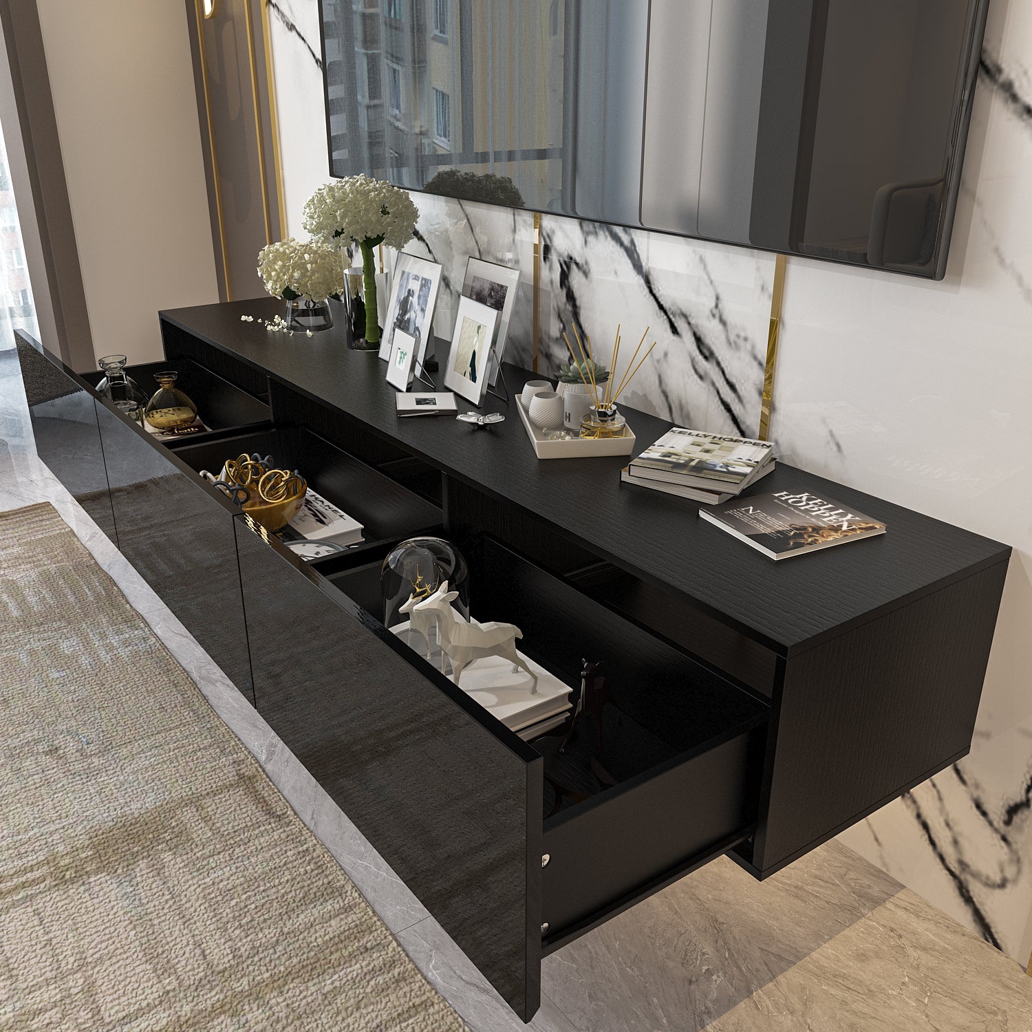 Floating TV Stand Wall Mounted Media Console Entertainment Center
