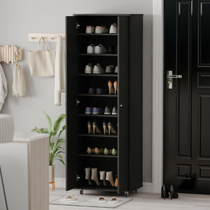 Shoe Storage Cabinet Shoe Rack with Door 4 Tier Entryway Furniture