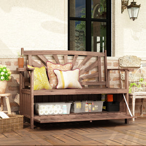 Garden Bench Wooden Storage Bench for Patio Outdoor Bench