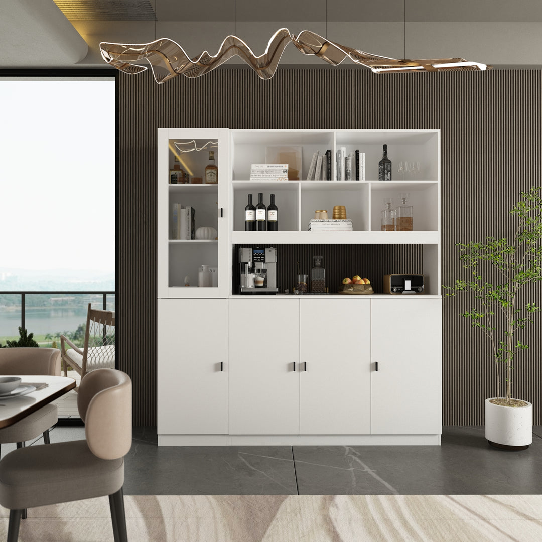 70.9'' Off-White Freestanding Pantry Tall Cabinet Storage Hutch