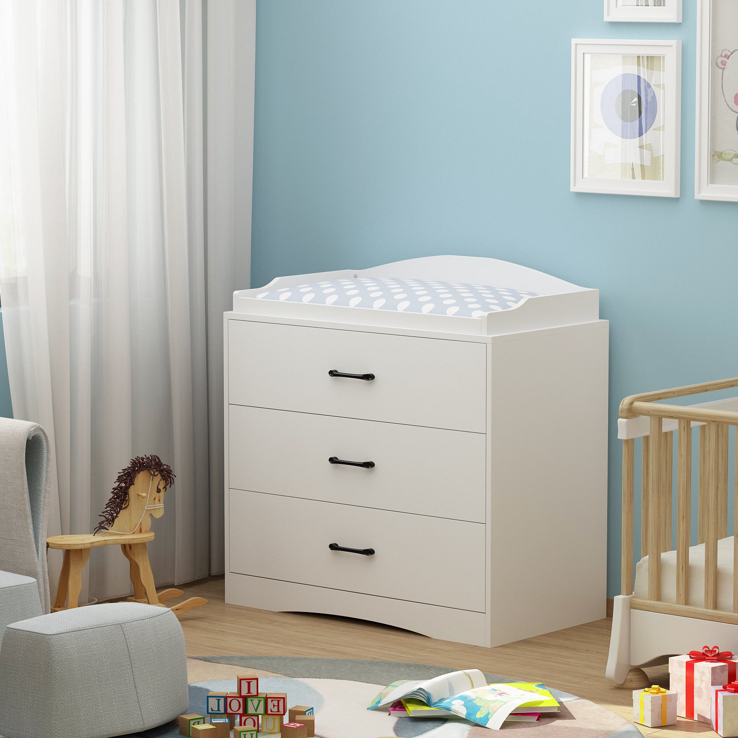 Baby dressing on sale table with drawers