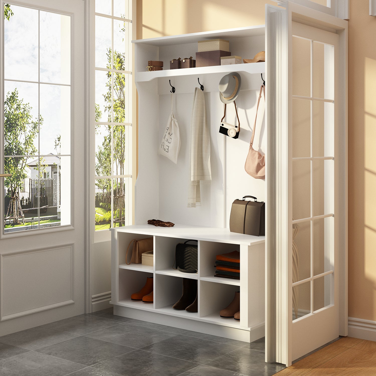 Mudroom coat best sale and shoe rack