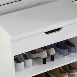 Shoe Storage Bench Shoe Rack Upholstered Pad with 2 Compartments