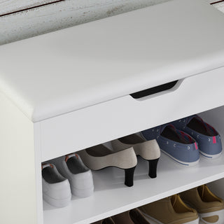 Shoe Storage Bench Shoe Rack Upholstered Pad with 2 Compartments