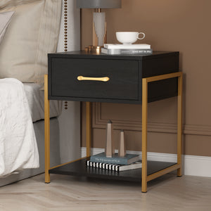 Nightstand Modern Bedside Table Minimalist and Versatile End Side Table 1 Drawer & 1 Open Shelf