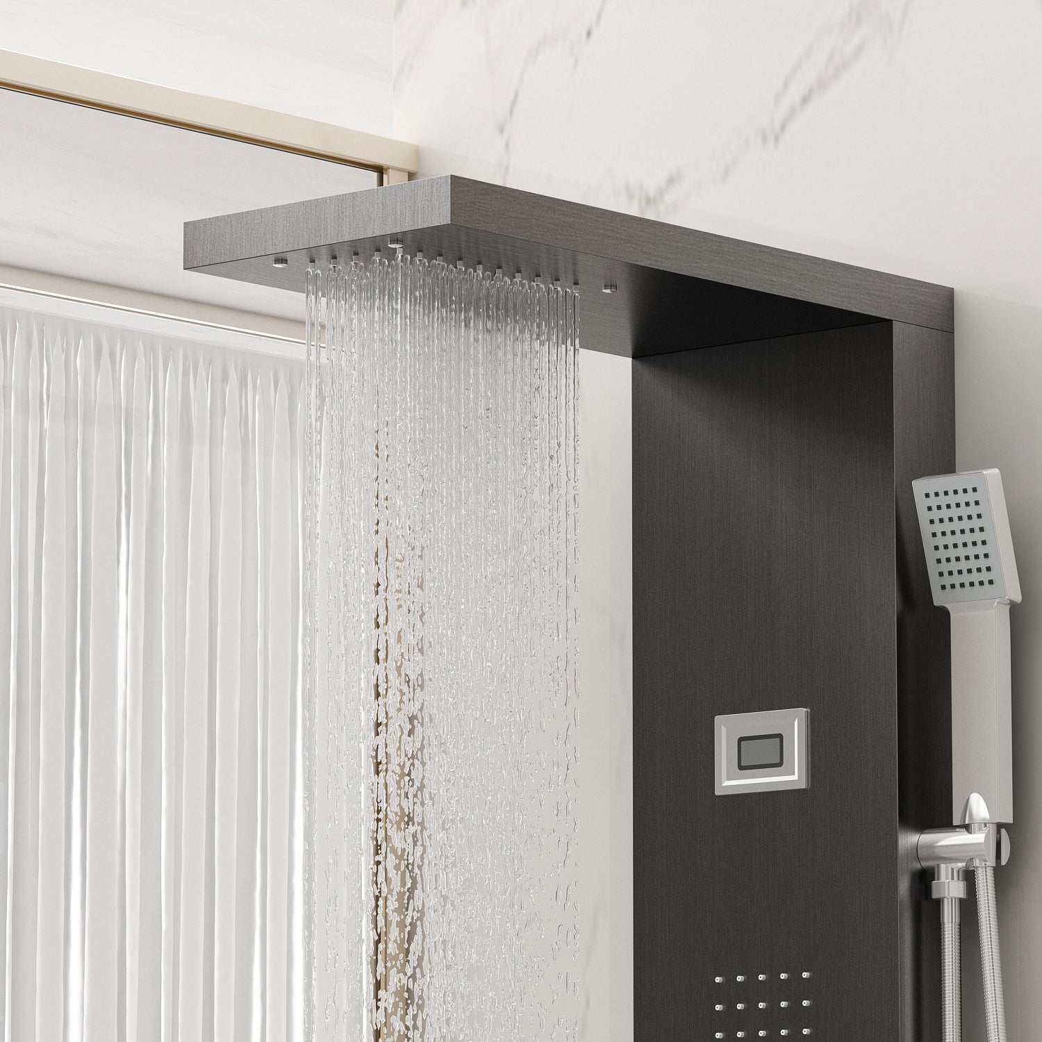 3-in-1 Shower Panel Tower Waterfall Shower Head with Rain Massage Body Jets