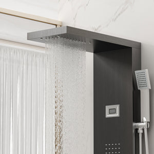 3-in-1 Shower Panel Tower Waterfall Shower Head with Rain Massage Body Jets