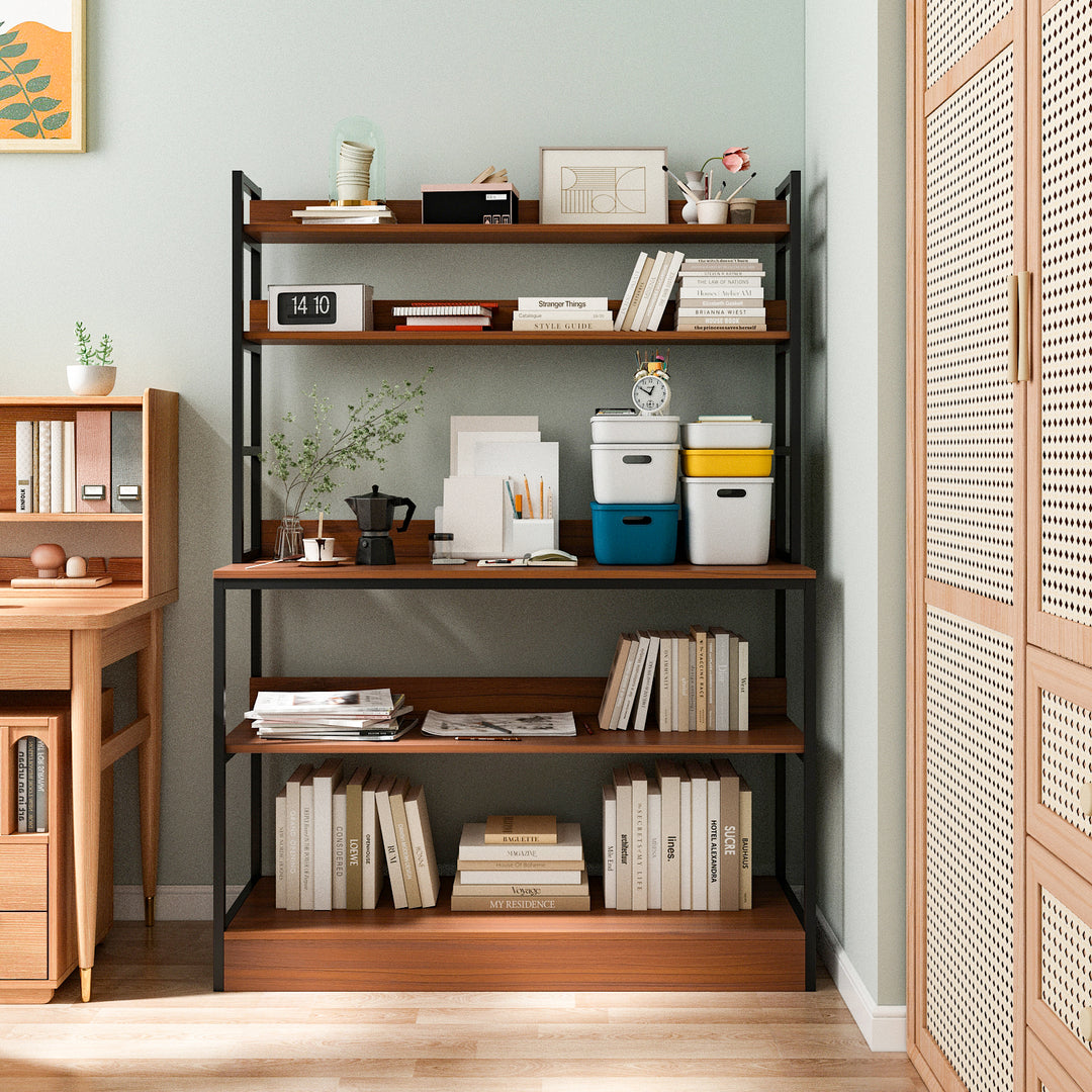 5 Tier Bookshelf, Tall Bookcase Shelf Storage Organizer, Vintage