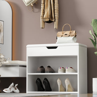 Shoe Storage Bench Shoe Rack Upholstered Pad with 2 Compartments