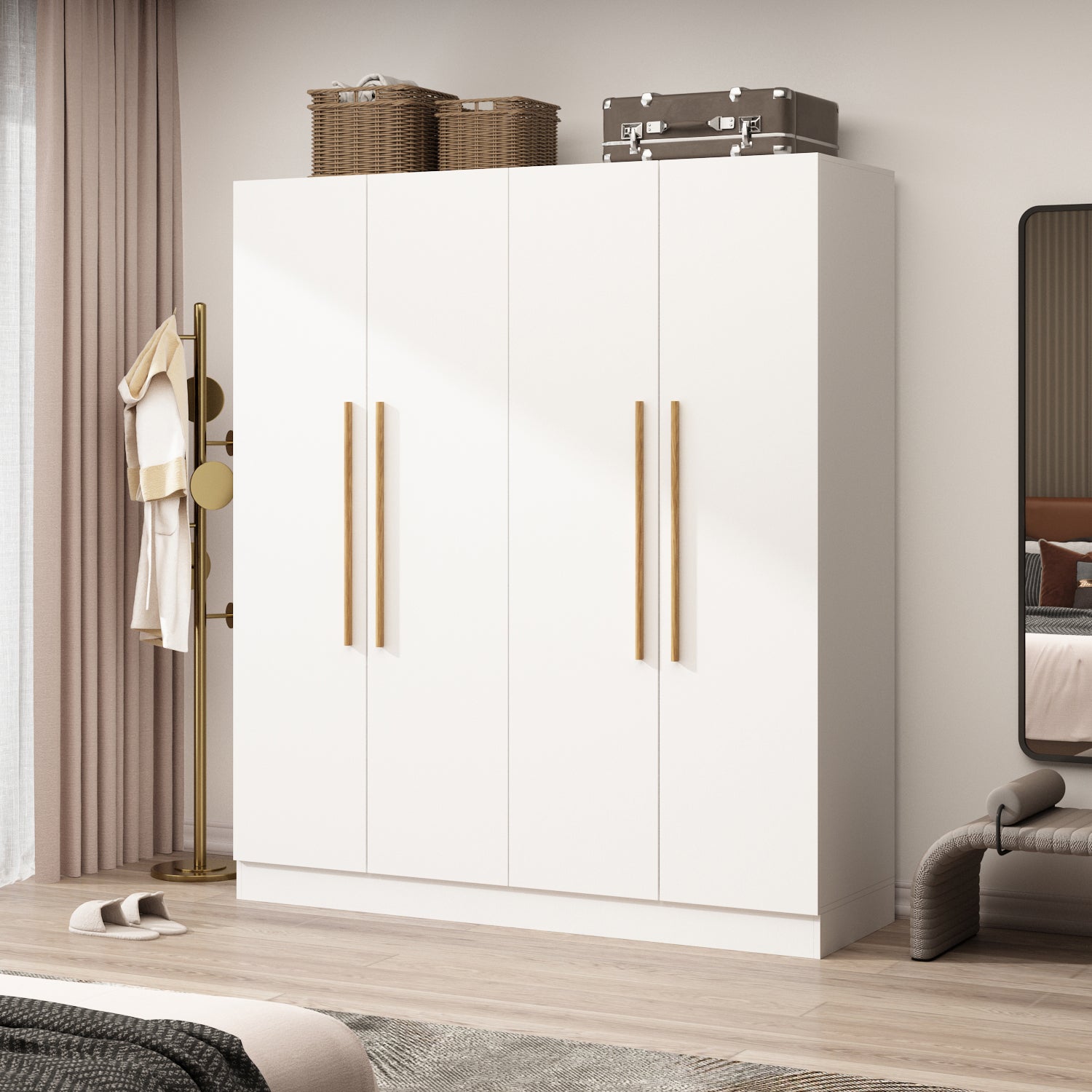 lunetto bedroom wardrobe with handle made of solid wood