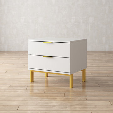 Kepner 2 Drawer Nightstand Color White High Gloss