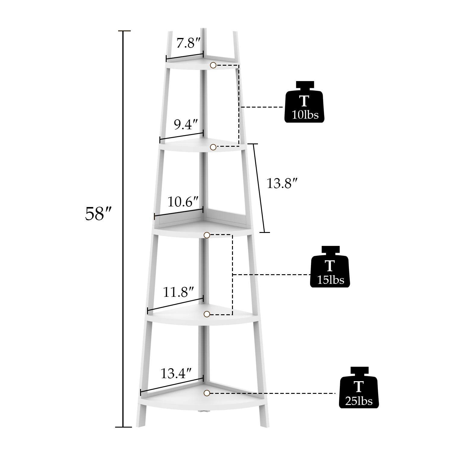 Corner Shelf 5-Tier Rustic Corner Bookshelf Bookcase Industrial Corner Ladder Shelf Plant Stand for Living Room