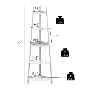 Corner Shelf 5-Tier Rustic Corner Bookshelf Bookcase Industrial Corner Ladder Shelf Plant Stand for Living Room