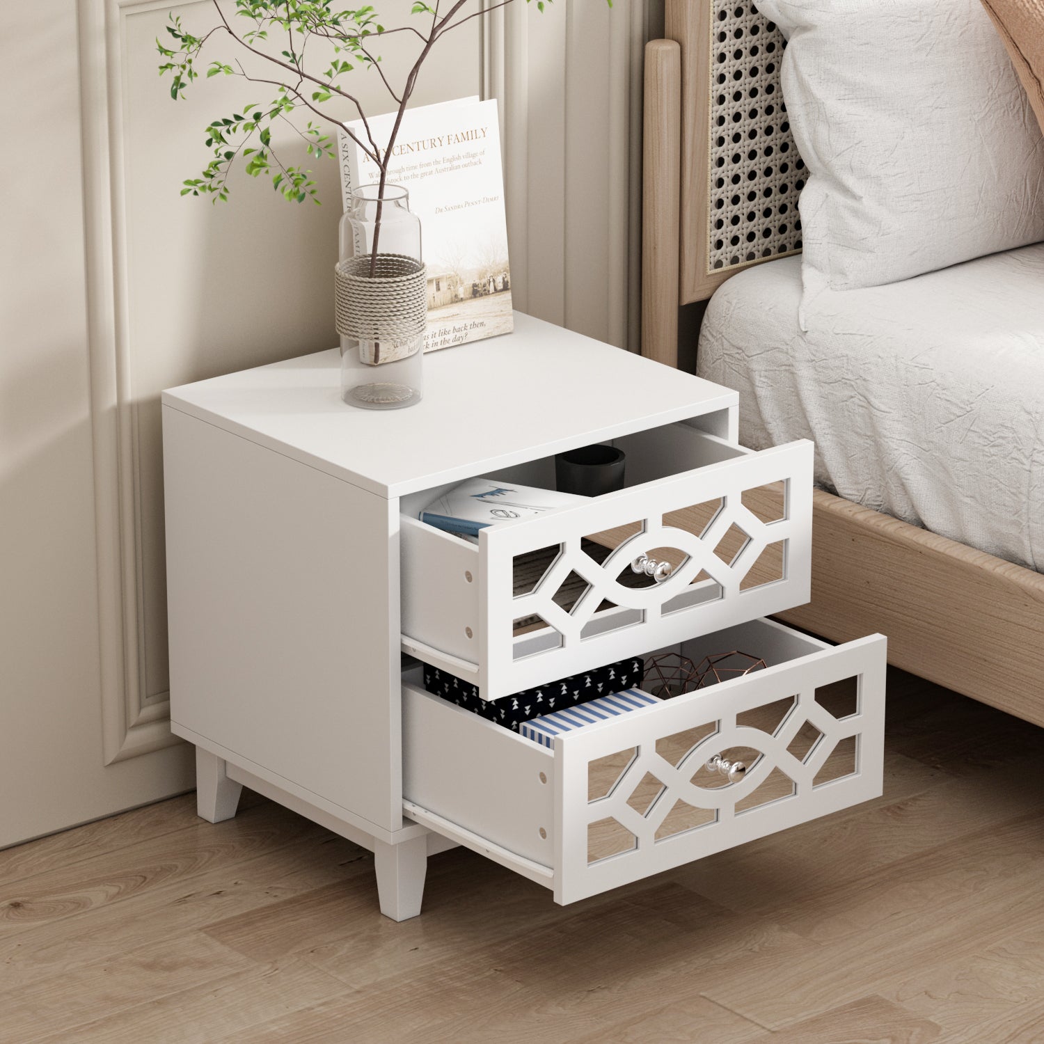 Fika Solid Wood Bedside Table