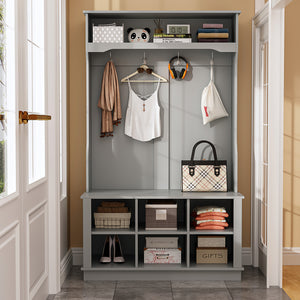 3 in 1 Hall Tree with Shoe Rack Entryway Coat Rack and Storage Bench