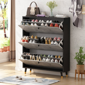 Modern Shoe Cabinet, Freestanding Shoe Organizer with Open Shelves &  HooksDefault Title in 2023