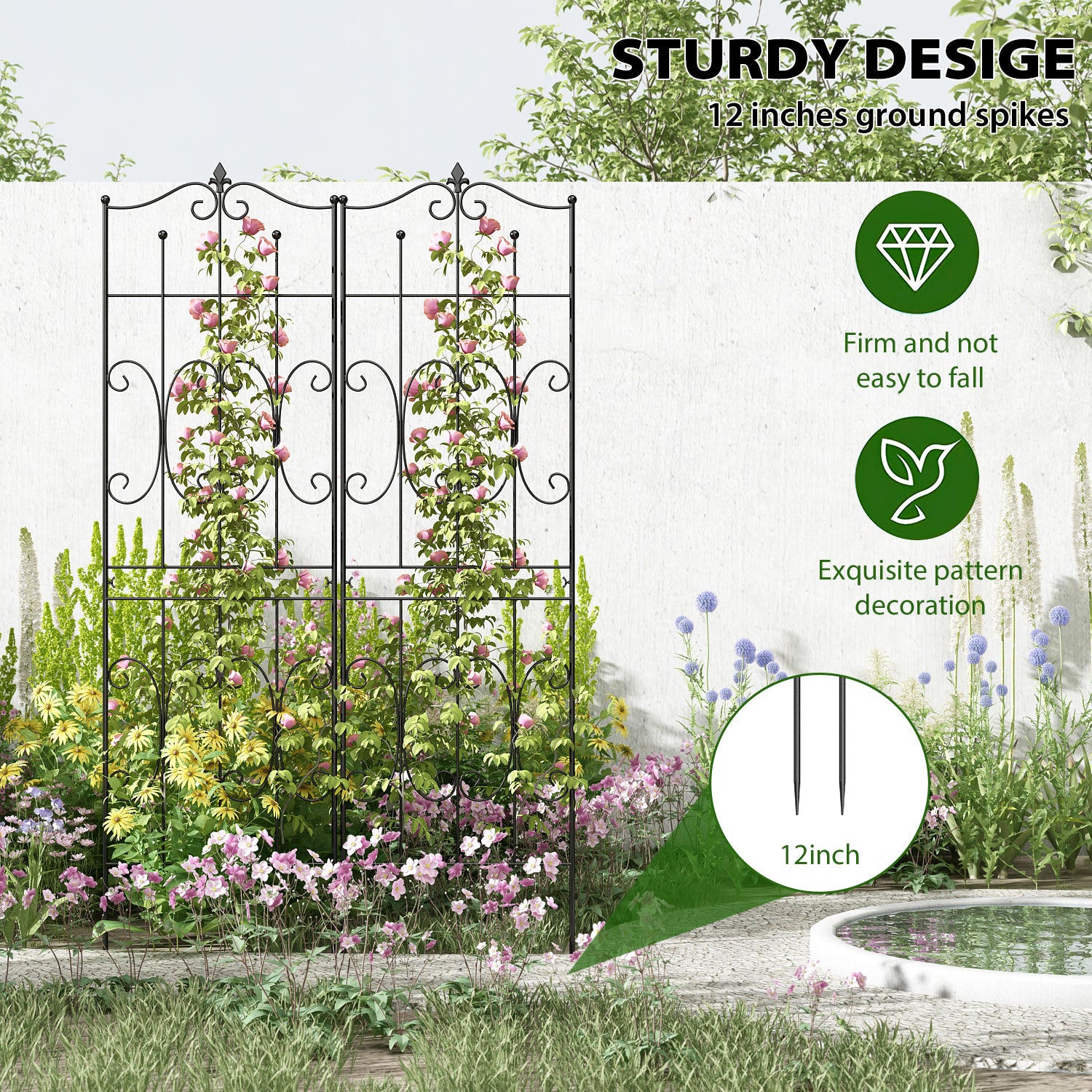 Decorative Garden Fence 1 Pack Border Fence Panel Anti-Rust