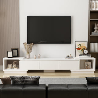 Wide TV Stand Entertainment Stand Adjustable Width TV Stand for Living Room