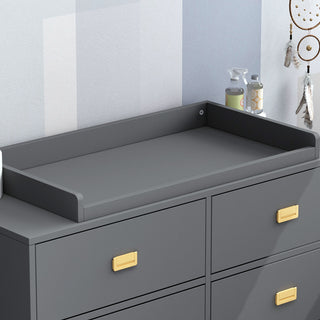 Changing Table Nursery Dresser Nontoxic Sideboard in White Finish with 6 Drawers