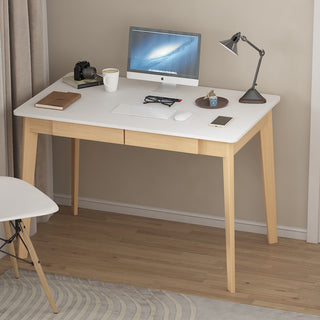 Wooden Minimalist Writing Desk White Study Table for Office 39.4"W