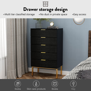 5-Drawer Dresser Chest Storage Cabinet Organizer Unit with Metal Legs for Bedroom Living Room Entryway Hallway