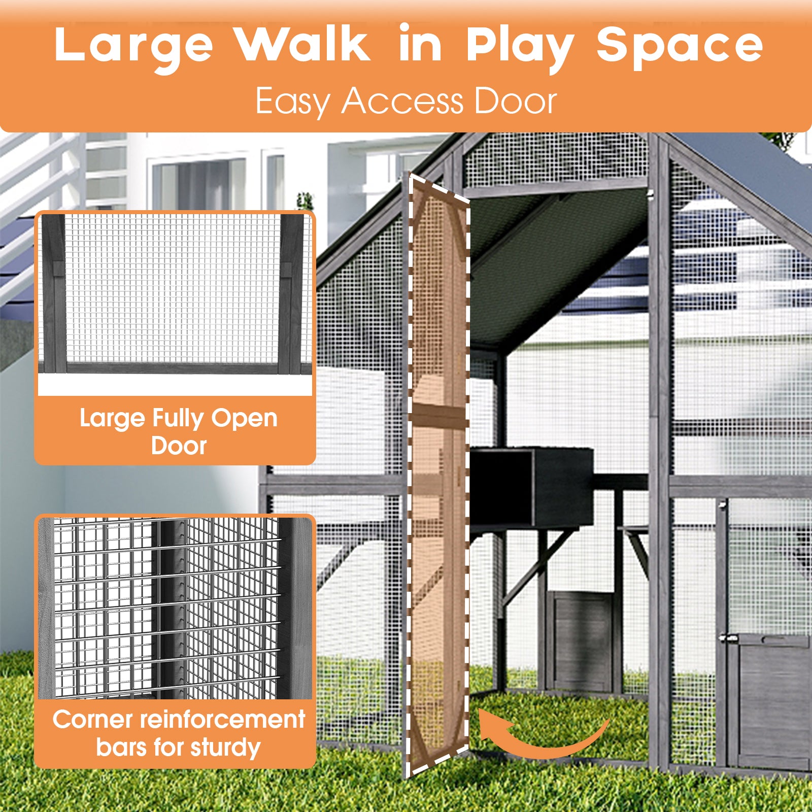 Large Cat Run Wooedn Cat Houses Outdoor Enclosure with Sleeping Houses Bridges Walks