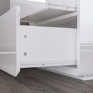Nightstand High Gloss Bedside Table with LED Light 2-Drawer End Table