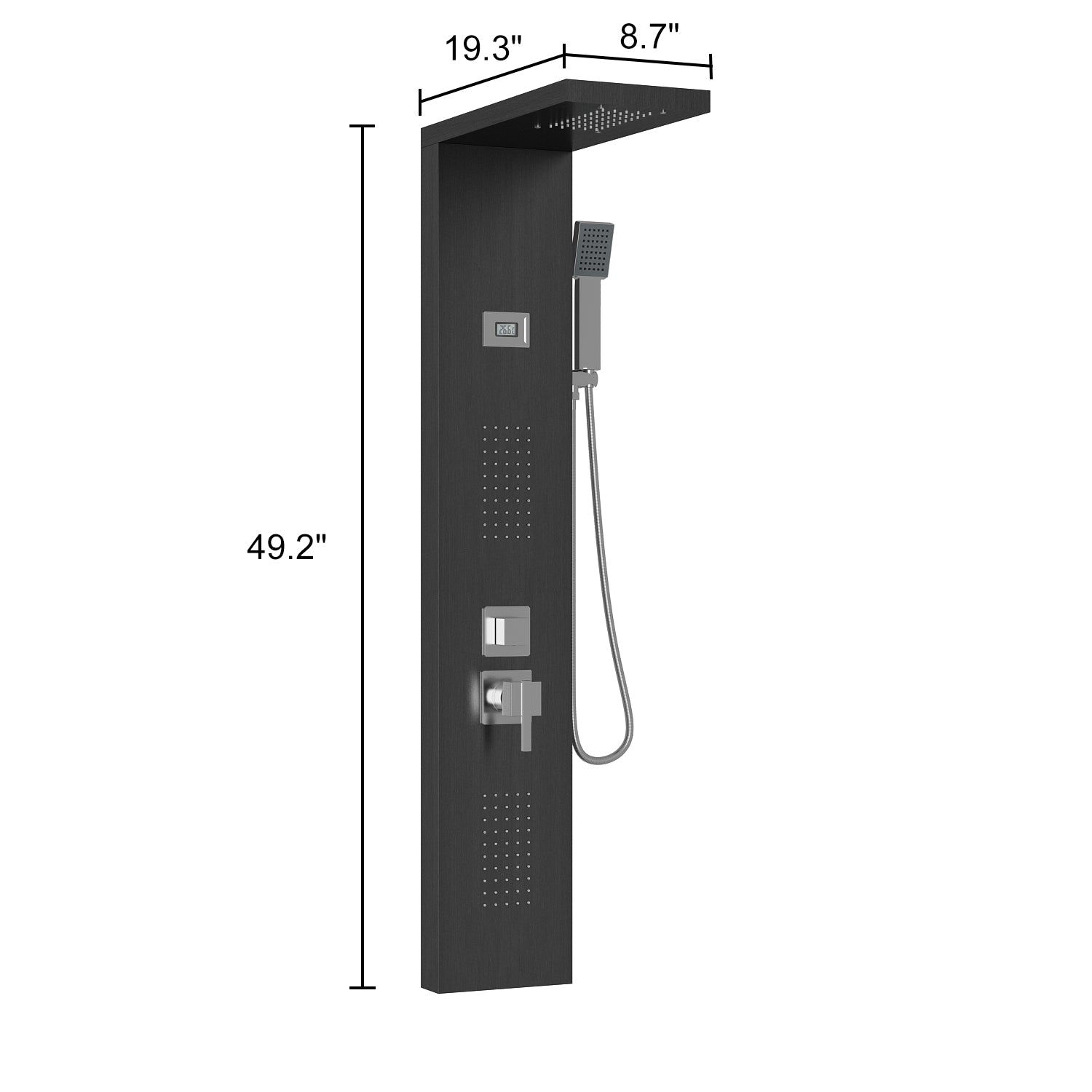 3-in-1 Shower Panel Tower Waterfall Shower Head with Rain Massage Body Jets