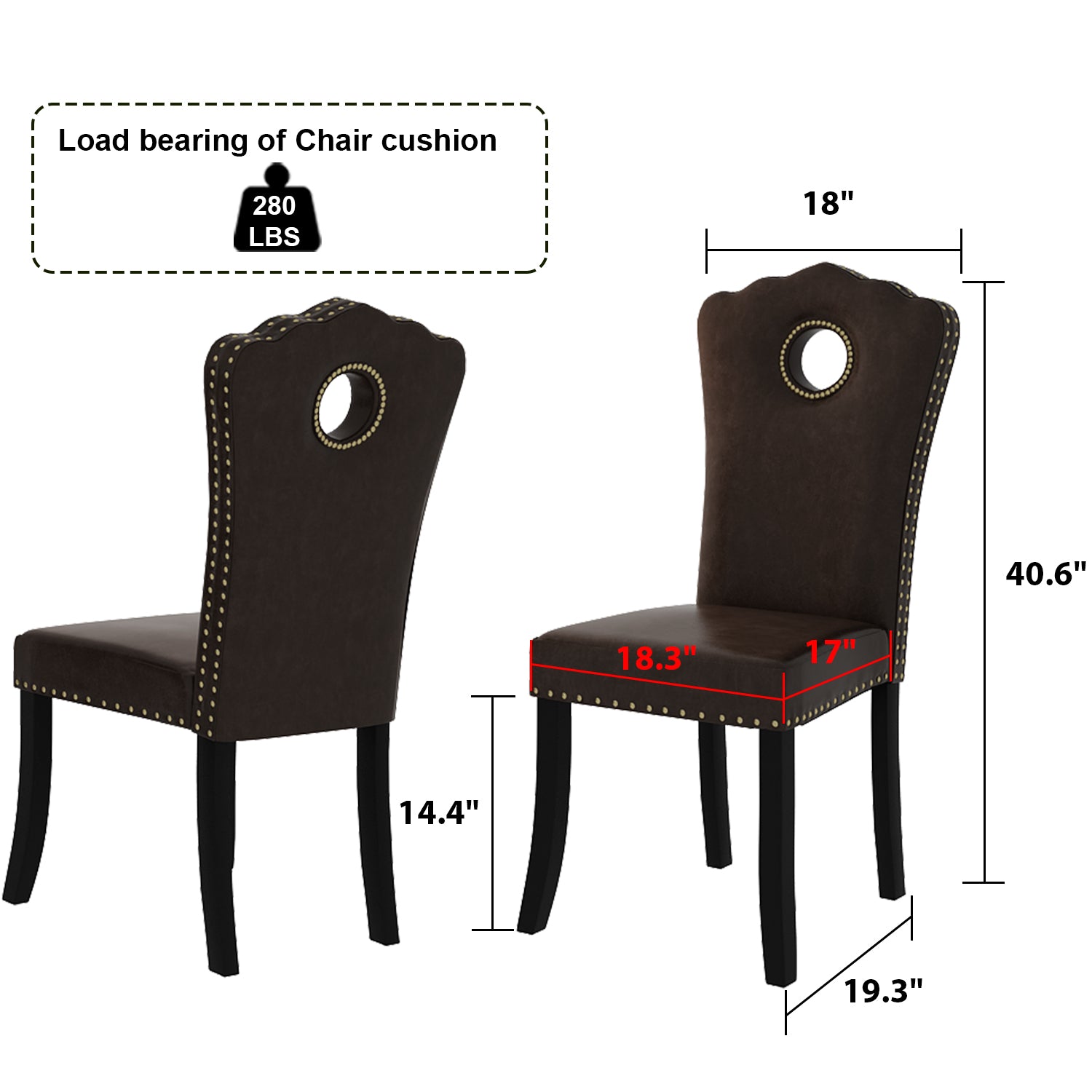 Dining Oak Chair Antique Accent Chairs Upholstered Set of 2 for Kitchen