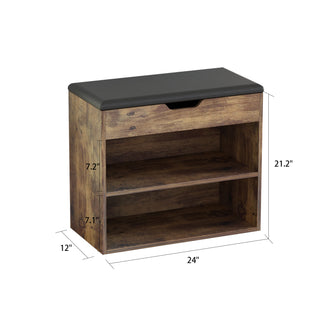 Shoe Storage Bench Shoe Rack Upholstered Pad with 2 Compartments