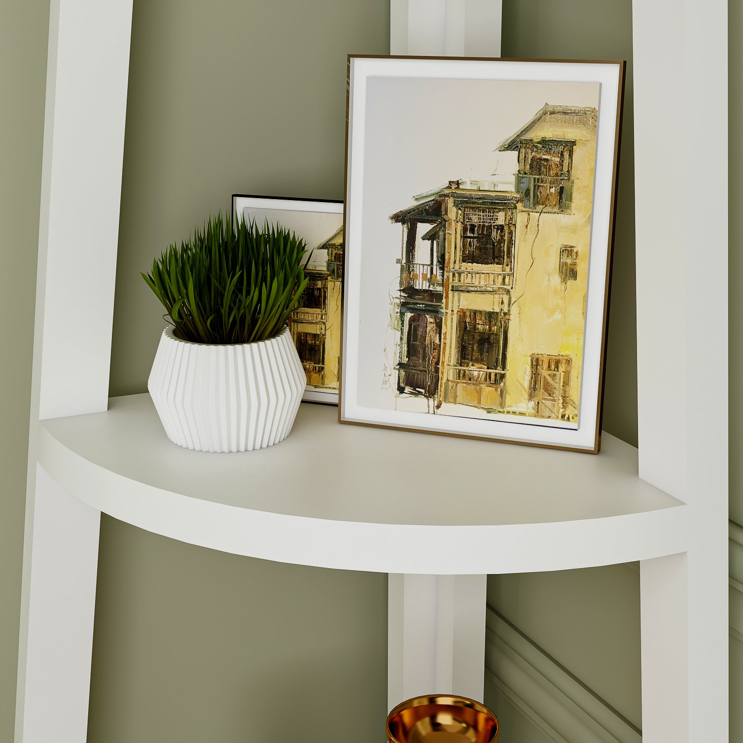 Corner Shelf 5-Tier Rustic Corner Bookshelf Bookcase Industrial Corner Ladder Shelf Plant Stand for Living Room