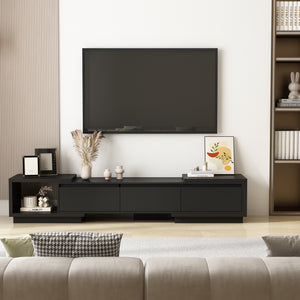 Wide TV Stand Entertainment Stand Adjustable Width TV Stand for Living Room