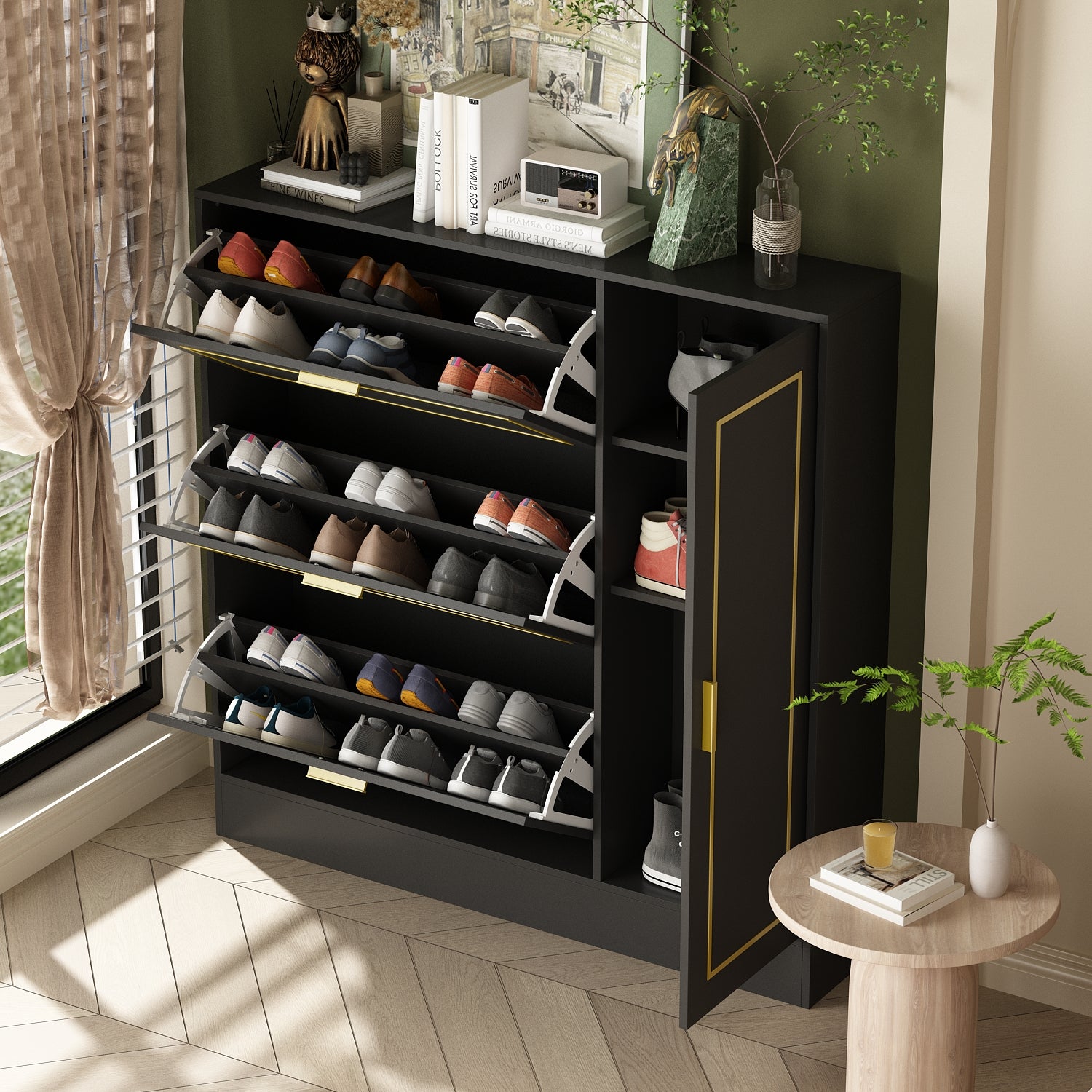 Vivian - 3-Drawer Shoe Cabinet - Black – Mega Furniture USA